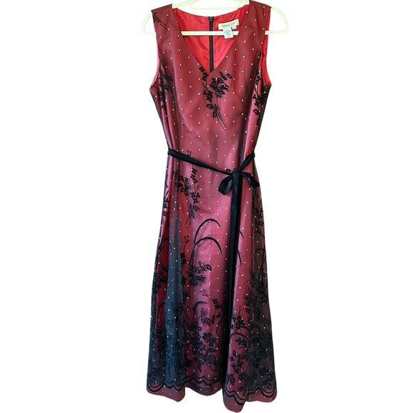 Coldwater Creek Womens Velvet Burnout Sheer Maxi Dress Size 12 Whimsigoth Formal - Picture 1 of 8